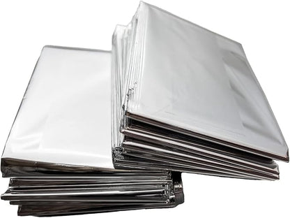 NOVAMEDIC Emergency Foil Mylar Thermal Blankets - Pack of 200, 84"x52", Individually Wrapped, Waterproof Survival Blanket for Camping, Outdoors, First Aid Kit & Travel, Lightweight & Compact, Silver