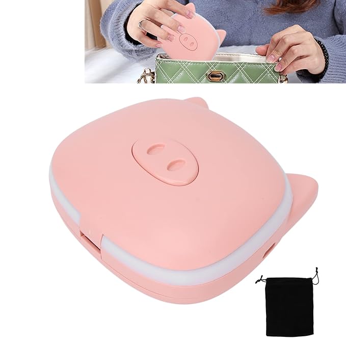 Hand Warmers Rechargeable, Electric Hand Warmer, Small Compact USB Handwarmer with Pocket Mirror Light Portable Hands Heater for Men and Women for Home Travel Use Camping Fishing