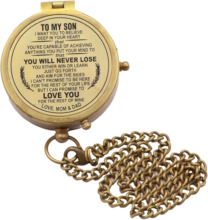 Engraved Compass to Son, Dad to Son Compass, Mom to Son Compass, I Love You Gifts from a Mom/Dad to Son, Son Birthday Gifts, Graduation Day Gifts for Son, Confirmation Gifts for Son