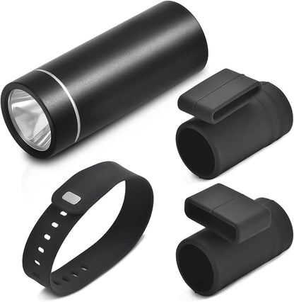 Mini Flashlight, Pocket Handheld Wrist Watch Flash Light, 200 Lumens Adjustable Brightness LED Torch, Powered Rechargeable Battery USB C Cable for Dog Walking Camping