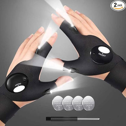 Gifts for Men Dad Boyfriend Husband Him Fathers Day Birthday, LED Flashlight Gloves, Hands Free Finger Lights Cool Gadgets for Repairing Fishing Grilling Camping, Unique Men Gift
