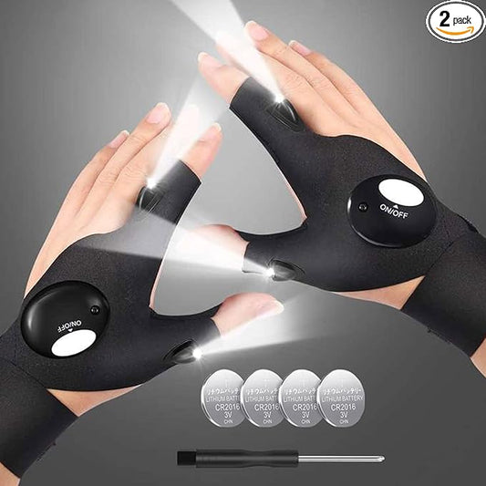 Gifts for Men Dad Boyfriend Husband Him Fathers Day Birthday, LED Flashlight Gloves, Hands Free Finger Lights Cool Gadgets for Repairing Fishing Grilling Camping, Unique Men Gift