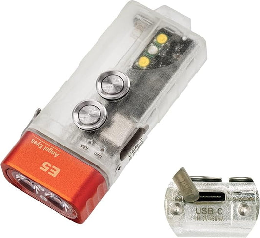 RovyVon Angel Eyes E5 GITD Keychain Flashlight, EDC Flashlight with 700 Lumens Primary Light and Practical Auxiliary Lights, Powered by AAA Battery or Built-in Battery