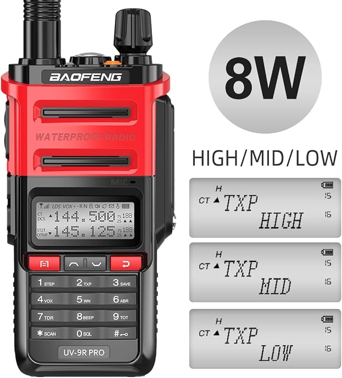 BAOFENG UV-9R PRO Dual Band Two-Way Radio Ham Radio Dustproof Waterproof IP67 Transceiver Walkie Talkie 8W Upgraded Version of UV-9R Plus with Type-C Charger Cable