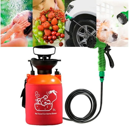 CLICIC Pressure Sprayer with 7 Spray Modes, Camping Shower with Removable Hose and Shower Head for Camping Outdoor Traveling Hiking and Pet Bath. (0.75 Gallon / 3L-Insulated)