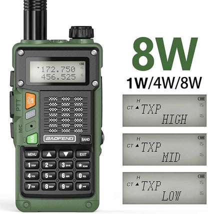 Baofeng Radio Ham Radio Handheld UV-S9 Pro 8W High Power Portable Long Range Two Way Radio with Battery and USB Charger Cable Upgrade of UV-5R Walkie Talkies (Green)