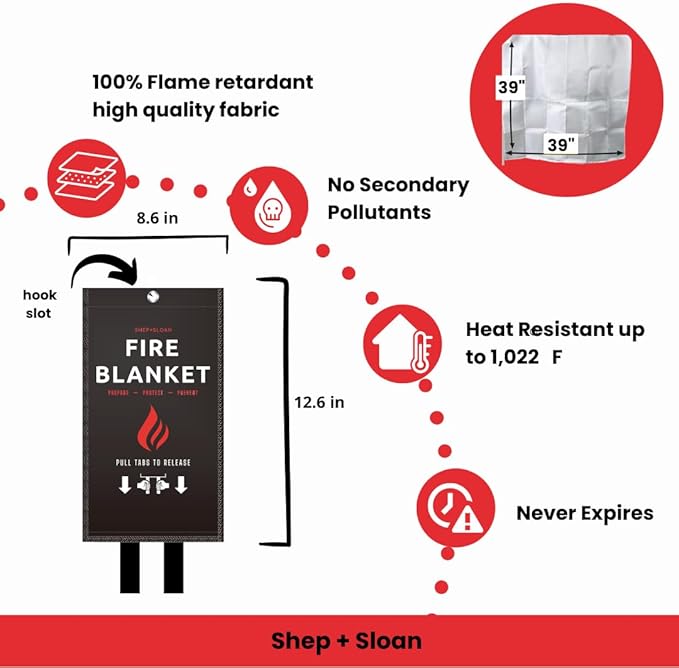 Emergency Fire Blanket for Home and Kitchen | Easy Fire Blankets to Smother a Kitchen fire Fire Extinguisher Blanket Preferred Hero fire Blanket Emergency fire Blankets for Home