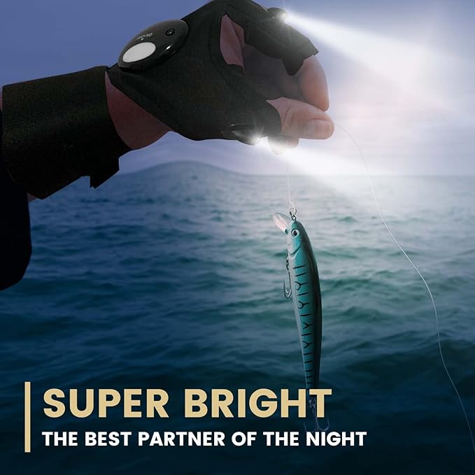Gifts for Men LED Flashlight Gloves, Light Gloves for Fishing Camping Repairing, LED Gloves Unique Cool Gadget Tool