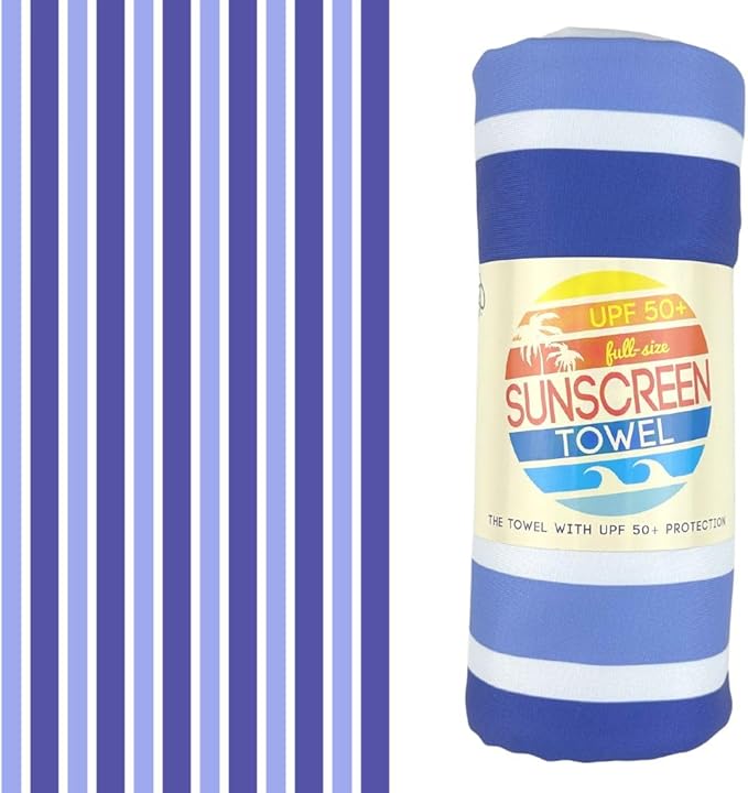 Luv Bug UPF Pool/Beach Towel, Sunscreen Towel, UV Protection, UPF 50+, Sand Free Absorbent & Quick Dry Swimming Towel for Beaches, Camping, & Travel (28.5" x 58.5", Very Peri)
