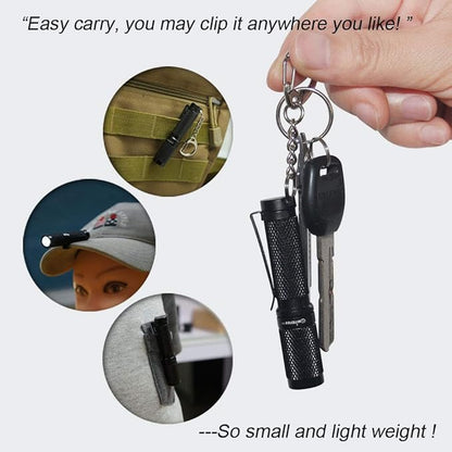 Mini Keychain Flashlight AAA Small Bright 150 Lumens 3 Modes,Waterproof Multipurpose Caplight Camplight Tablelight Necklace Light for EDC,Reading,Walk, Emergency,Parents Kids Gift(Purple for Love)