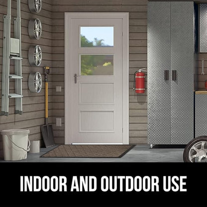 GORILLA GRIP 100% Waterproof All-Season WeatherMax Doormat, 72x24 Runner, Durable Natural Rubber, Stain and Fade Resistant, Low Profile, Indoor Outdoor Door Mats, Easy Clean Mat, Latte Quatrefoil