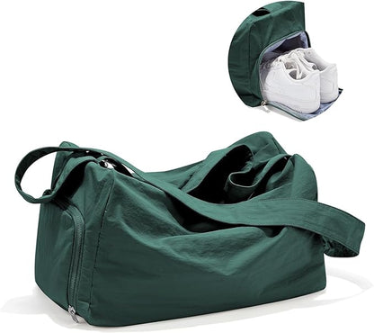 Small Gym Bag with Shoe Compartment, Workout Sport Duffle Bag for Women Travel, Waterproof Shoulder Overnight Bags Lightweight Carry on Tote Bags for Swim, Yoga, Dance