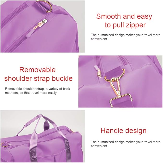 Blackwheel Sports Gym Bag With Shoe Bag Wet Bag Duffle Bag Waterproof Travel Bag for Women Cute Gym Bag Taro 29L