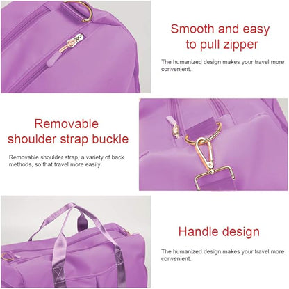 Blackwheel Sports Gym Bag With Shoe Bag Wet Bag Duffle Bag Waterproof Travel Bag for Women Cute Gym Bag Taro 29L