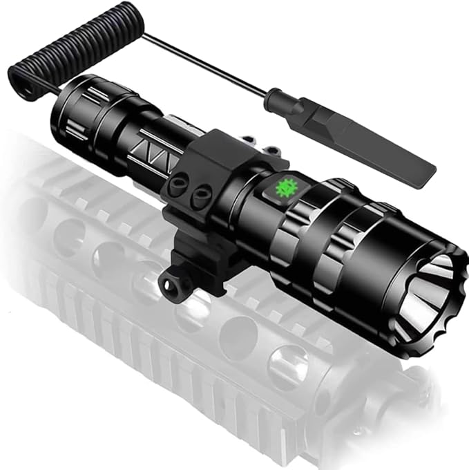3000 Lumens Picatinny Flashlights, Tactical Flashlight with Picatinny Rails Mount and Pressure Switch, 5 Modes Rifle Flashlight USB Rechargeable Light for Outdoor Hiking