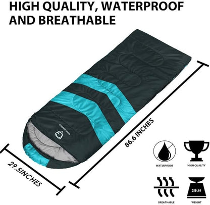 Gold Armour Sleeping Bags for Adults Cold Weather & Warm - Backpacking Camping Sleeping Bag for Kids 10-12, Girls, Boys - Lightweight Compact Camping Essentials Gear Accessories, Left Zipper