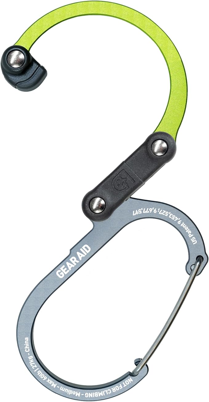 GEAR AID HEROCLIP 360° Swivel Carabiner Gear Clip and Hook (Medium) for Camping, Backpack, Suitcases and Garage Organization