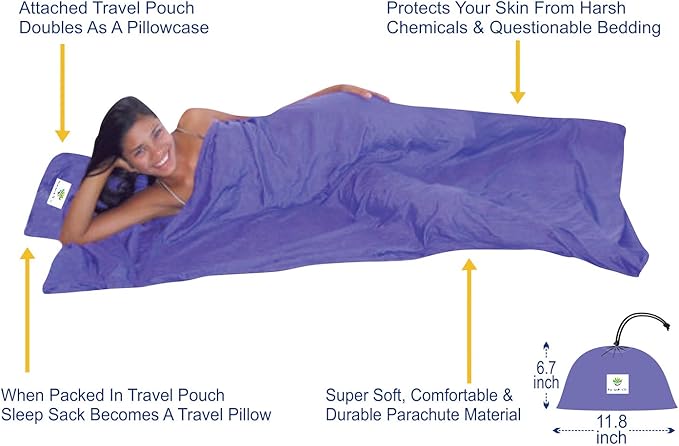 Hammock Bliss Sleep Sack - Travel and Camping Sleeping Sheet - Sleeping Bag Liner and Travel Pillow - Dream in Bliss