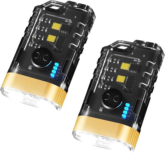 Keychain Flashlight Small Flashlight Bright 800 LM,USB C Rechargeable LED Keychain Pocket Flashlight with 365nm UV Mini Led Flashlight, for Outdoor Travel, Camping Mini Flashlight Keychain 2 PC