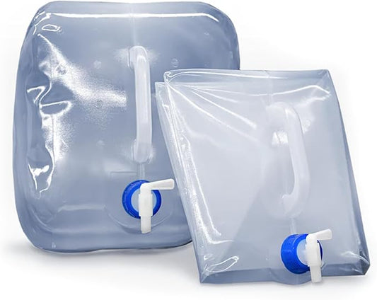 Collapsible Water Containers with Spigot 5.3 Gal - Portable, Reusable - BPA Free, Foldable, Leak-Proof Camping Water Jug for Outdoors, Hiking, Survival Kit, and Emergency Preparedness 2-pack