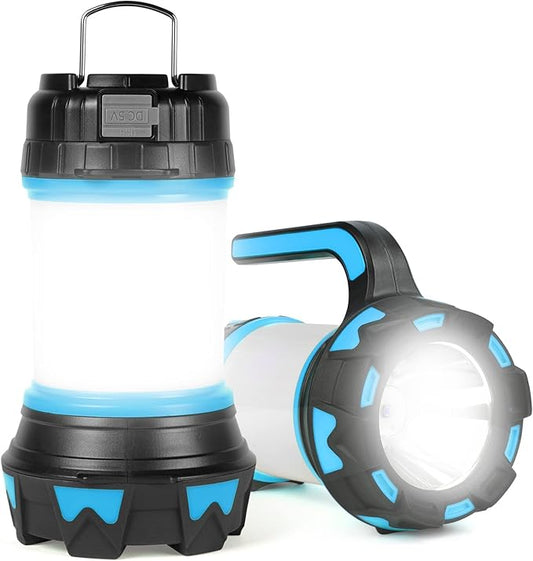 Ainiv Camping Lantern, Rechargeable Flashlight with 1000 LM, 6 Modes LED Torch Outdoor Searchlight Tent Light, IPX5 Waterproof Emergency Light with 4000mAh Power Bank for Outdoor, Hiking - Blue