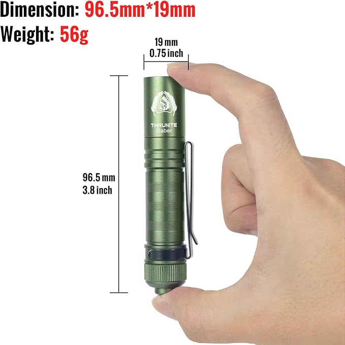 ThruNite BSS Saber EDC Flashlight Customized Black Scout Survival Edition Max 1015 Lumens USB-C Rechargeable Mini LED Handheld AA Flashlights, Green Cool White