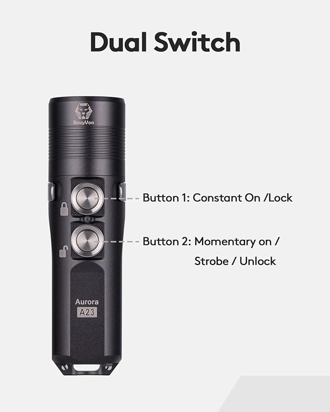 RovyVon A23 G2 1000 lumens USB-C Rechargeable EDC Flashlight, 6500K Cool White 850mAh LED Pocket Flashlight Keychain, with Magnetic Pocket Clip for EDC Carry, Camping and Hiking (Gunmetal)