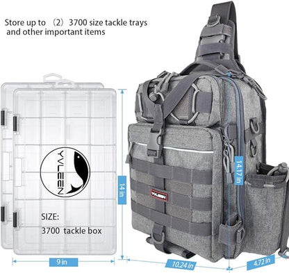 YVLEEN Fishing Tackle Backpack Storage Bag，Water-Resistant Fishing Backpack with Rod Holder，Fishing Gear Bag Gift for Men