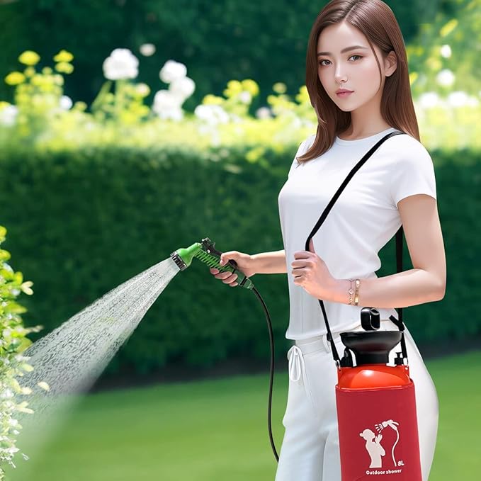 CLICIC Pressure Sprayer with 7 Spray Modes, Camping Shower with Removable Hose and Shower Head for Camping Outdoor Traveling Hiking and Pet Bath