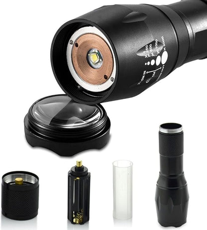 BESTSUN 3000 High Lumens Tactical Flashlights, Military Grade 5 Modes Super Bright LED 18650 Flashlight Focus Torch Lamp Adjustable for Camping Hiking Emergency
