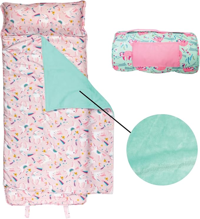 Stephen Joseph, Toddler All Over Print Nap Mat with Soft Blanket and Removable Pillow for Boys & Girls, Kids Sleeping Bag for Elementary, Daycare, Preschool with Carry Handle