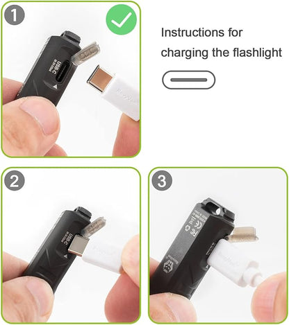 RovyVon Aurora A1 Keychain Flashlight USB C Rechargeable, Max 420 Lumen Super Bright with EDC Mini Size, 5 Mode Easy Use, Waterproof, Perfect for Camping Emergency Outdoor