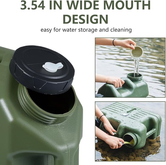 3.2 Gallon Water Jug Camping Water Container, BPA Free Portable Emergency Water Storage Tank with Spigot No Leakage Outdoor Hiking Green