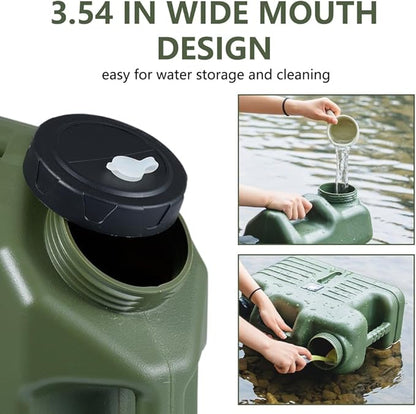3.2 Gallon Water Jug Camping Water Container, BPA Free Portable Emergency Water Storage Tank with Spigot No Leakage Outdoor Hiking Green