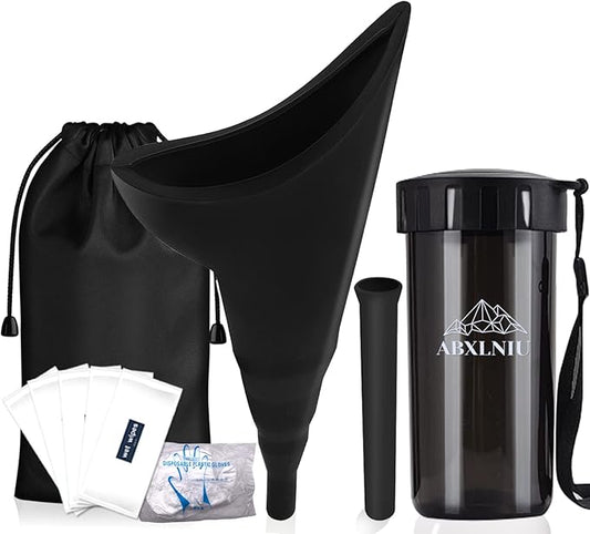 Female Urinal, Silicone Standing Pee Funnel Portable Female Urination Device Reusable for Road Trip,Travel, Camping Gear Essentials Urinal for Women with Cup