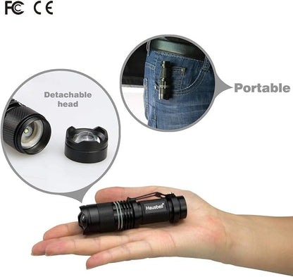 HAUSBELL Flashlights, Handheld Flashlights, 7W Mini LED Flashlights, Flashlights High Lumens, Zoomable Water Resistant, 3 Modes, Flash Light for Kids Indoor Outdoor Hiking Camping, 4 Pack