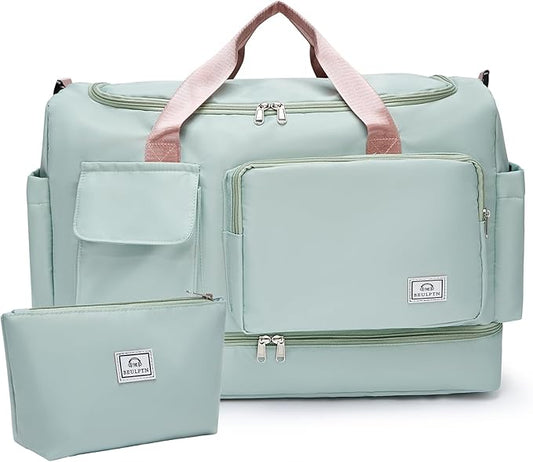 Small Gym Bag for Women, Travel Duffle Bag Carry On Weekender Bag with Shoe Compartment