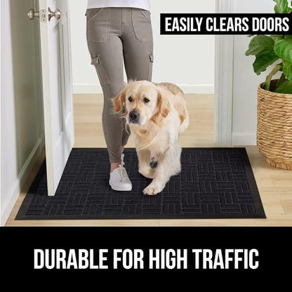 GORILLA GRIP 100% Waterproof All-Season WeatherMax Doormat, Durable Natural Rubber, Stain and Fade Resistant, Low Profile, Indoor Outdoor Door Mats, Easy Clean Patio Entrance Mat, 17x29, Midnight Maze