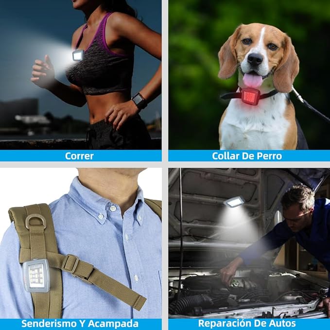 Running Lights, Waterproof LED Clip-On Light, 300 Lumens, USB Rechargeable, Suitable for Hiking, Running, Biking, Walking Dog, Car Repair, Emergency
