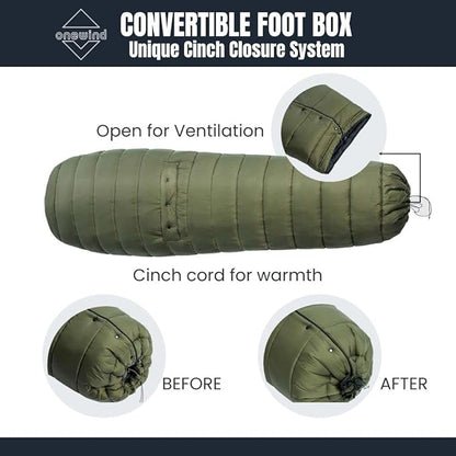 Onewind Hammock Top Quilt with Footbox, Lightweight and Portable Sleeping Quilt Camping Sleeping Bag for Backpacking and Hiking