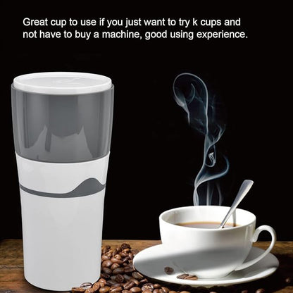 450ml Portable Drip Coffee Travel Mug, Side Leakage Proof Sharing Cup Lid Drip Coffee Machine with 3 Capsules for K Cup Capsules (Grey and White)