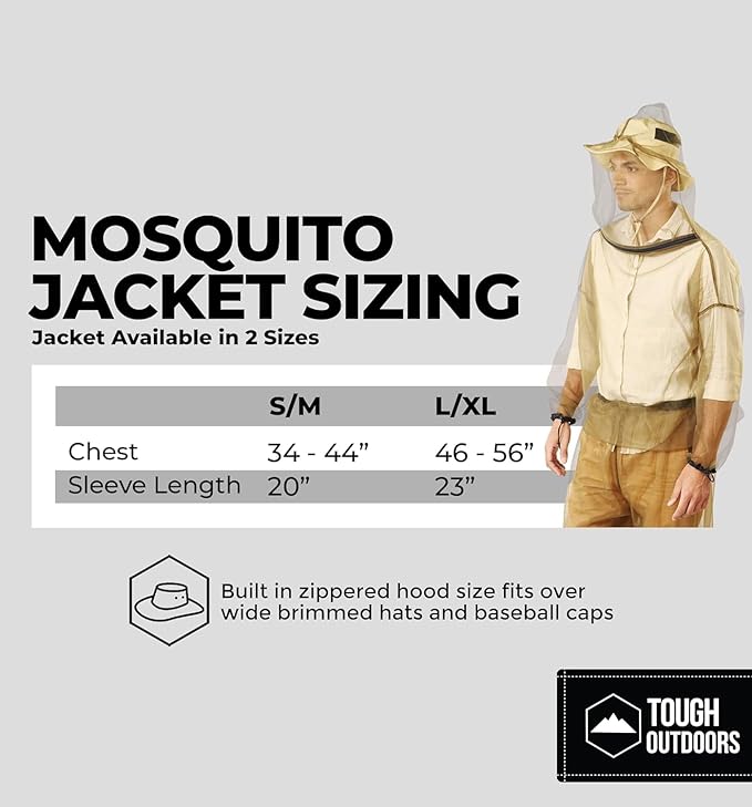 Mosquito Jacket - Net Bug Mesh Jacket w/Hood for Outdoor Protection from Bugs, Flies, Gnats, No-See-Ums & Midges - Mosquito Proof Clothing for Men & Women - w/Free Carry Pouch
