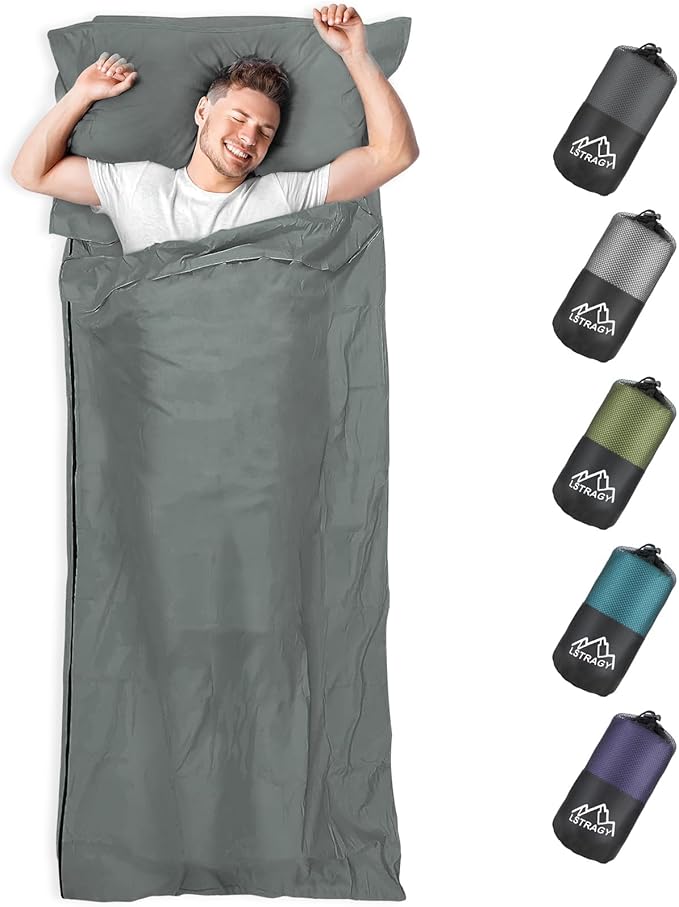 Sleeping Bag Liner, Adult Sleep Sack & Travel Sheets, Lightweight Single and Portable Camping Sleeping Bag Liners - Ideal for Traveling, Hostels and Camping