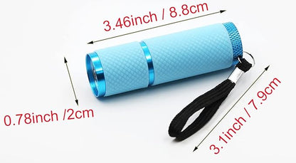 9 LED Glow in Dark Flashlights, 4 Pack Rubber Coated Handheld Flashlights with Straps, Aluminum Portable Lights for Camping, Hiking, Emergency