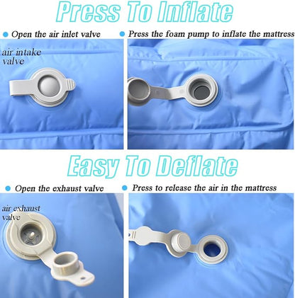 Sleeping Pad for Camping, Inflatable Sleeping Mat with Pillow, Camping Pad with Built-in Foot Pump, Lightweight Camping Mattress Pad for Car Camping, Backpacking, Tent and Hiking (Single (Navy))