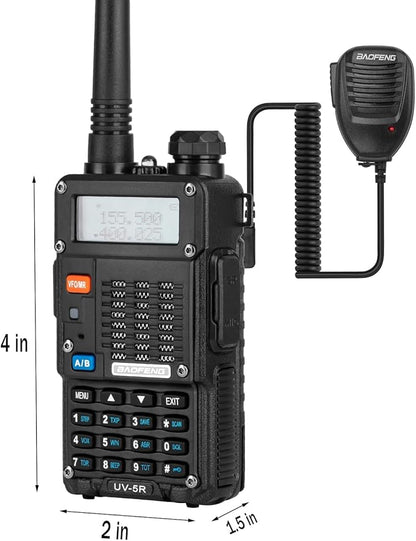 Ham Radio, BaoFeng UV-5R Pro 8W Walkie Talkies, Handheld Dual Band Two Way Ham Radios Long Range with Rechargeable Battery, Earpieces, Mic, Antenna and Programming Cable (2 Pack)
