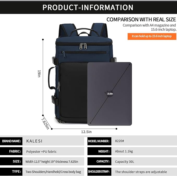 Gym Duffle Bag Backpack 4-Way Waterproof with Shoes Compartment for travel Sport Hiking laptop