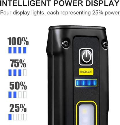 Portable Rechargeable LED Work Light, Mini Magnetic Flashlights for Mechanics with COB Sidelight, Small Multi-Use Waterproof Super Bright Car Repair Emergency Trouble Light