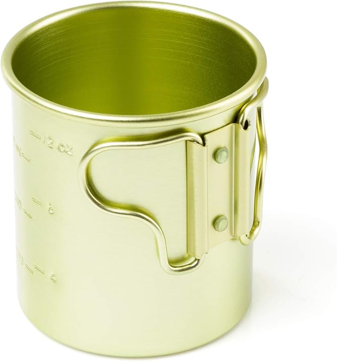 GSI Outdoors Bugaboo Cup - Ultralight Aluminum Camping & Backpacking Mug with Folding Handles - Hot Coffee, Tea, Soup (14oz)