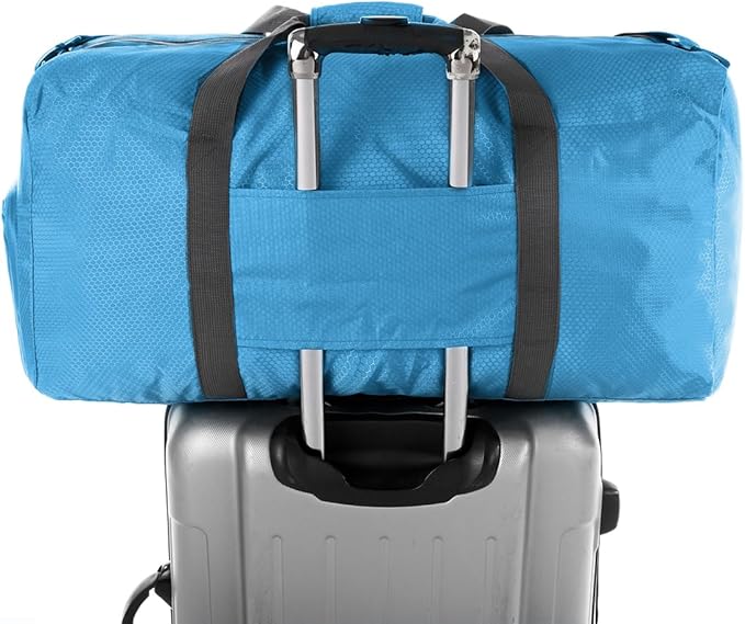 Dimayar Travel Duffle Bag for Men Women - Foldable Duffel Bag with Shoes Compartment - Overnight Bags Waterproof & Tear Resistant(65L,Light Blue)